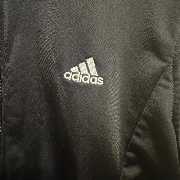 Adidas Men’s Essential Track Running Jacket  Black White 3 Stripes Zipper Sz L - Picture 6 of 11